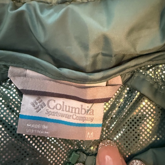 Columbia tri color green blue cream/grey Omni heat white out puffer vest - Picture 5 of 13